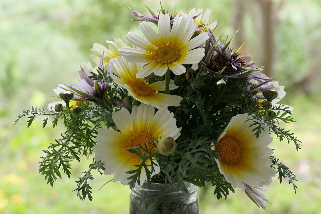 A fresh wildflower bouquet of bright seasonal blooms